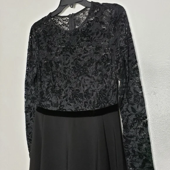 NEW Ralph Lauren Lace Bodice Dress Fit & Flare Long Sleeve Elegant Designer Chic - Picture 6 of 15